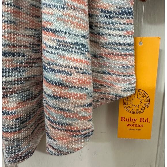 Ruby Rd. Tunic Top Keyhole Orange Blue Space Dye Pullover Women's Plus 3X Pocket - Picture 5 of 7